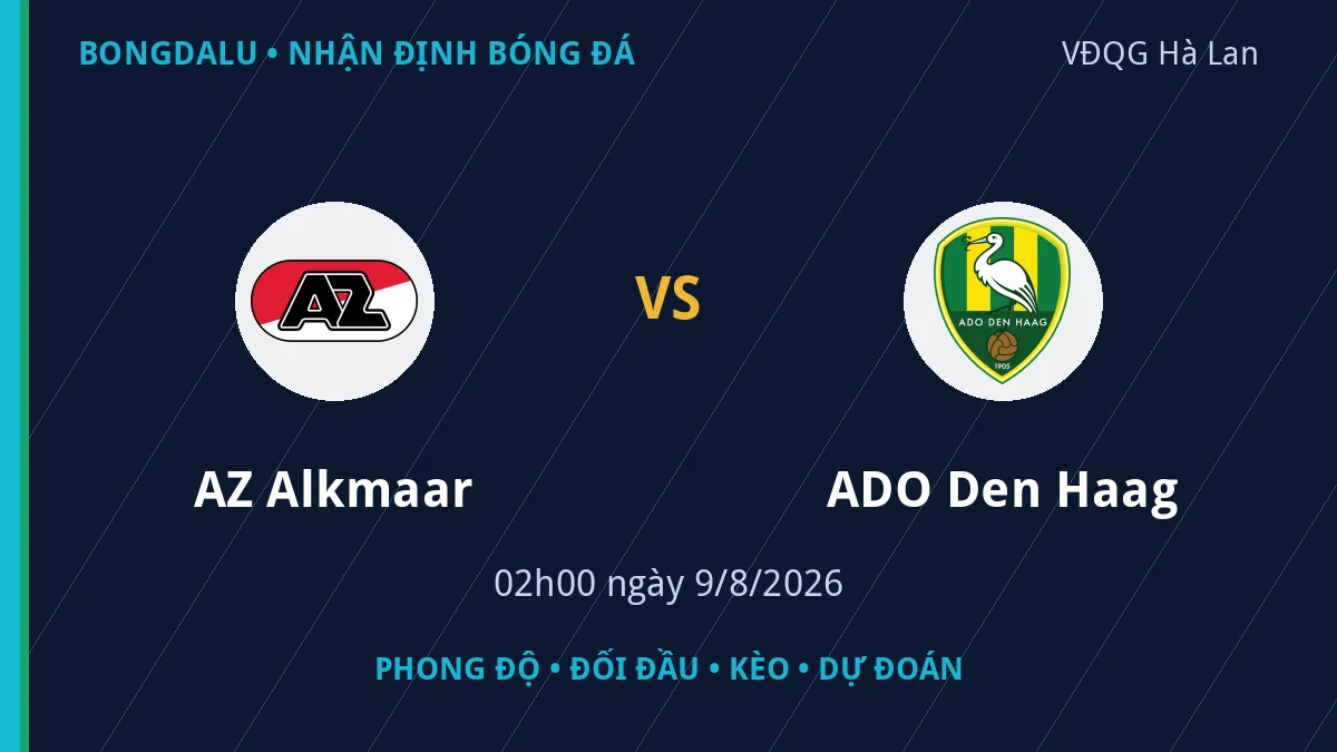 Nhận định AZ Alkmaar vs ADO Den Haag 02h00 ngày 9/8/2026