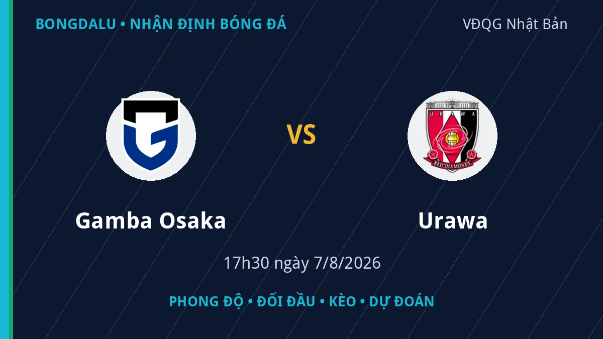 Nhận định Gamba Osaka vs Urawa 17h30 ngày 7/8/2026