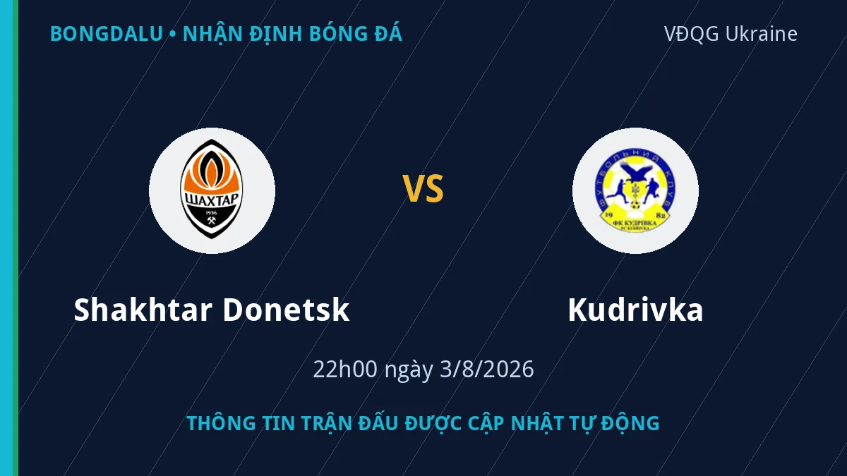 Thông tin trận Shakhtar Donetsk vs Kudrivka