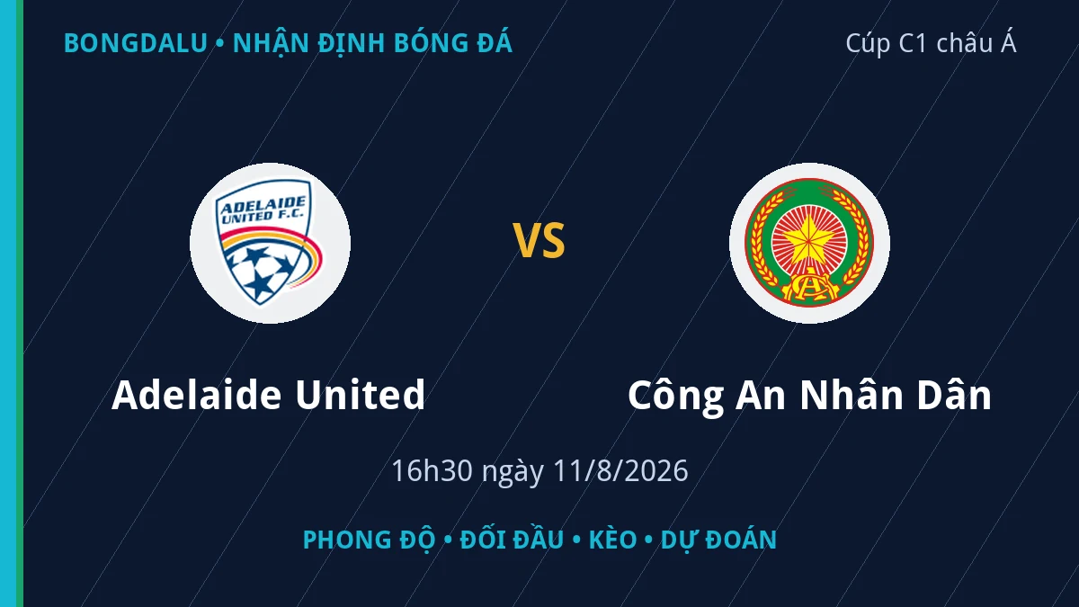 Nhận định Adelaide United vs Công An Nhân Dân 16h30 ngày 11/8/2026