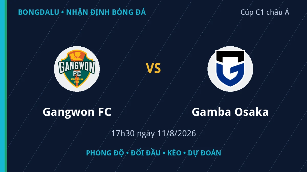 Nhận định Gangwon FC vs Gamba Osaka 17h30 ngày 11/8/2026