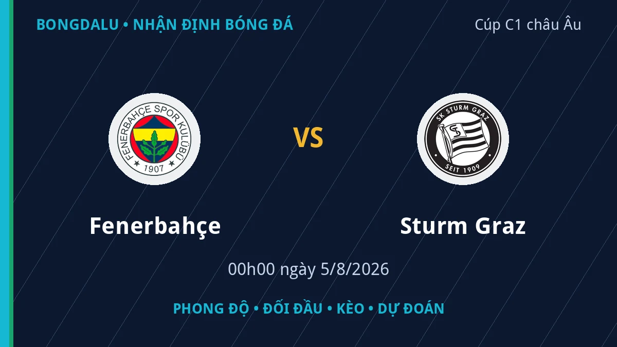 Nhận định Fenerbahçe vs Sturm Graz 00h00 ngày 5/8/2026